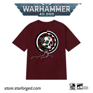 Starforged Adeptus Mechanicus Servo Skull Tshirt Warhammer 40K Deep Red Men's T-Shirt Clothing