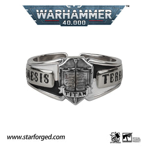 Starforged Warhammer 40K Space Marine Grey Knight Kaldor Draigo Oath ring Men's Gift Sterling Silver