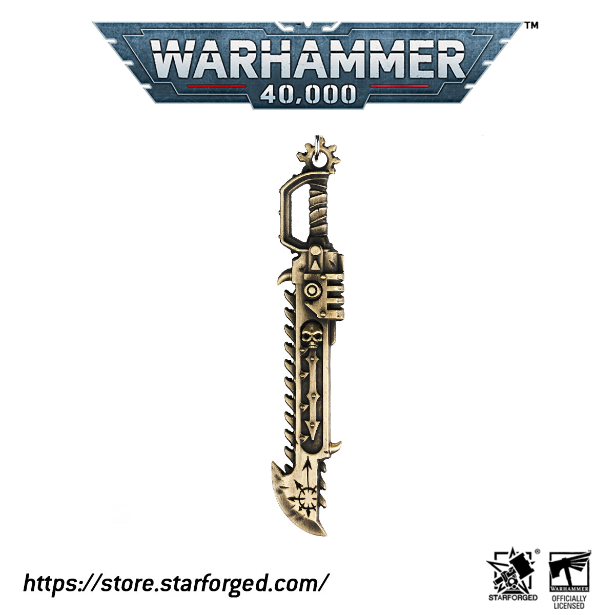 Starforged Warhammer 40000 Master Crafted & Chaos Spacemarine Chainsword 40K Keychain