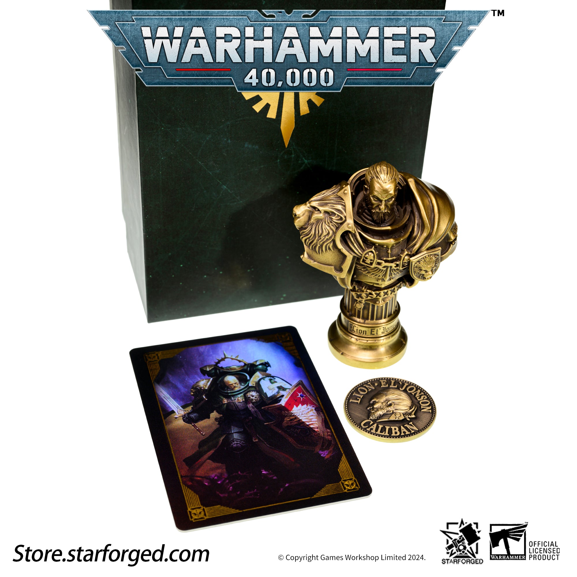 Starforged Warhammer 40K Dark Angel  Lion El'Jonson Bronze Bust Seal Wax  & Coin Set Other