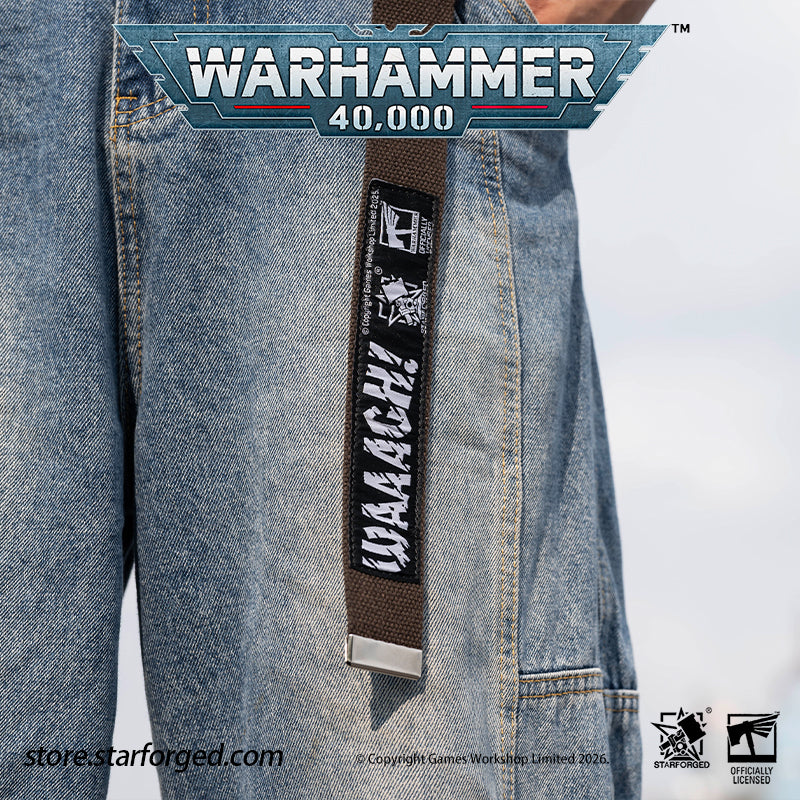 Starforged Warhammer 40K Orks Counsill of Clan-Bosses Set Men's Fashion Accessories Warhammer Merchandise Gifts Orks Counsill of Clan-Bosses Bandana  Only the toughest Orks earn a place on the Counsill of Clan-Bosses. This bandana is the perfect accessory for any aspiring Warboss wanting to get involved in the next Waaagh!.  Orks Counsill of Clan-Bosses Canvas Belt  Buckle up with a belt worthy of the biggest and meanest Warboss, complete with Ork glyphs along the strap - a great addition to any Ork fan’s a