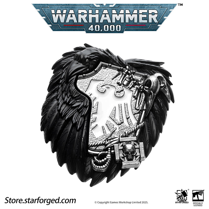 Starforged Warhammer 40K Space Marines Raven Guard Scroll Seal Badge Pin Men's Jewelry Accessories