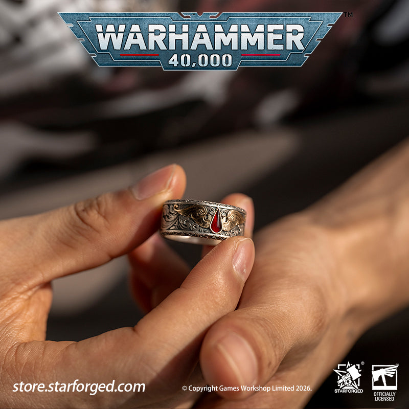 Starforged Warhammer 40K Blood Angels of Sanguinius Space Marines Men's Fashion Jewelry Sterling Silver Rings