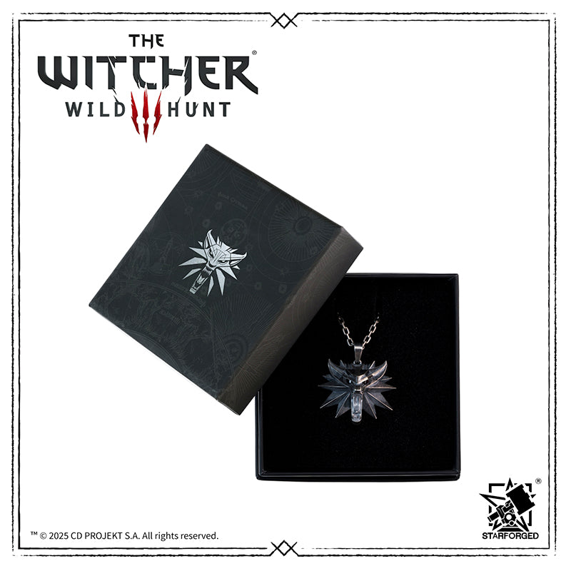 Starforged The Witcher Wild Hunt The Witcher Wolf Schoo Medallion Silver Necklace Game Merchandise Officially Authorized