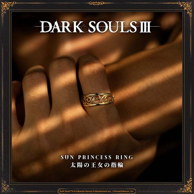 Starforged DARK SOULS III Sun Princess Ring Accessories Game Merchandise Officially Authorized Sun Princess Ring

Ring associated with Gwynevere, princess of sunlight and eldest daughter of Gwyn, the First Lord.

The ring is vaguely warm, like a beam of sunlight, and gradually restores HP.

Gwynevere left her home with a great many other deities, and became a wife and mother, raising several heavenly children..