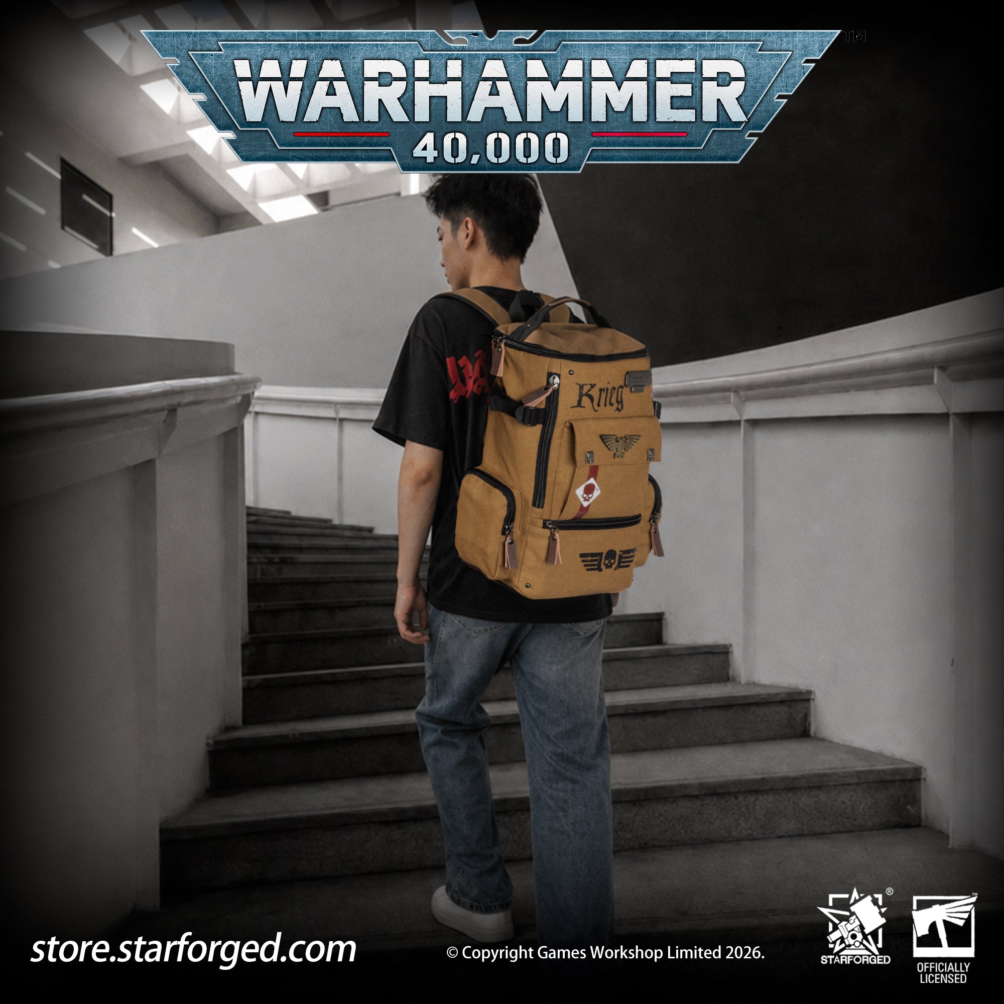 Starforged Warhammer 40K Astra Militarum Inspired Backpack Collection Death Korps of Krieg Siege Regiment Warhammer Computer Bag