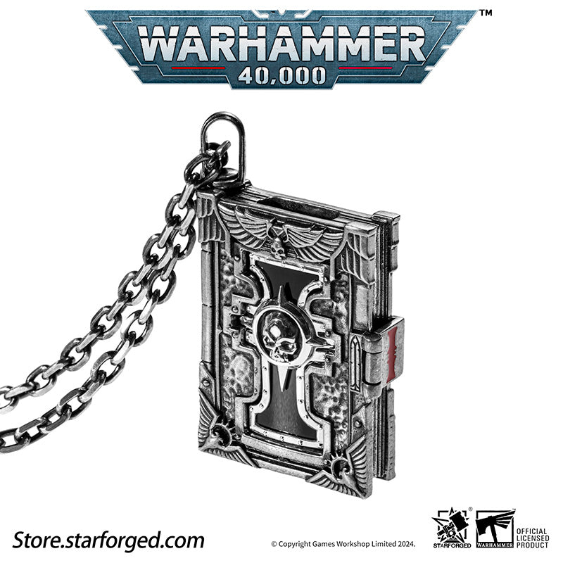 Starforged  Book of the Holy Ordos &  Seal of Inquisition Warhammer 40K Silver Men‘’s Necklace  WH40K