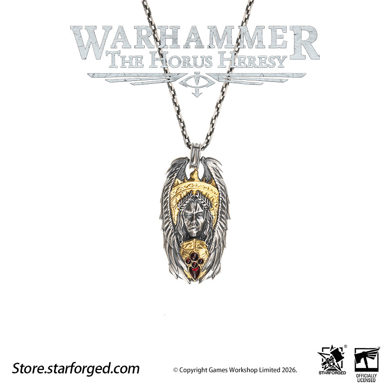 Starforged Warhammer 30K The Horus Heresy Blood Angels Sanguinius Commemorative Pendant Silver Necklace Men's Fashion Jewelry