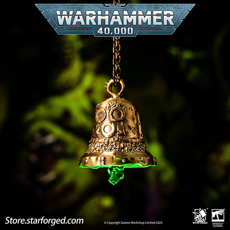 Starforged Warhammer 40K Plague Bell of Nurgle Chaos Warriors Copper Pendant Other Nurgle is the God of Primordial Momentum, possessing infinite energy and an abiding love for all life. To Him, every manifestation of existence is sacred - from the wailing of infants to the ravages of plague bacteria.  His faithful behold continent-spanning pestilences with reverent awe, rejoicing at each agonized moan of suffering as testament to their master's boundless power. They watch these cycles of disease and ruin, t