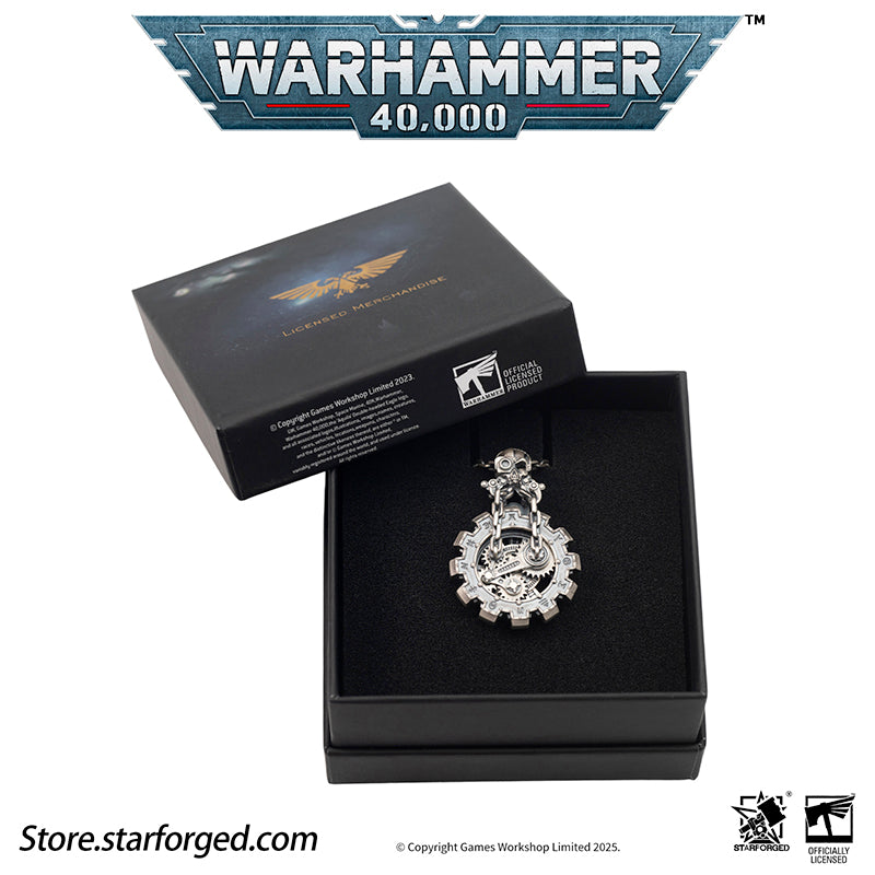 Starforged Warhammer 40K Adeptus Mechanicus Phylactery of the Pious Necklace Men's Jewelry Accessories In the Warhammer universe, the most skilled masters of machine spirit manipulation are the Adeptus Mechanicus, whose headquarters reside on Mars. This red world holds the technological and industrial lifeline of the human Imperium. In the dark, distant future, the vast majority of military and civilian products are manufactured under the supervision of the Tech-Priests of the Machine God.The members of the