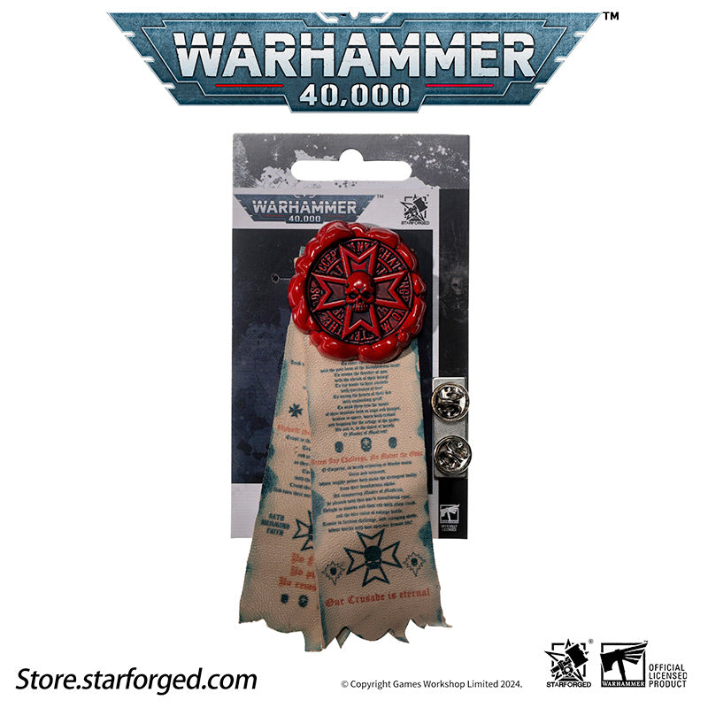 Warhammer 40000 Black Templars Purity Seals Cross badge Starforged
Purity Seals can be used in three ways: as a brooch, as an adhesive patch, and as a Velcro. Now you can enjoy the above functions by purchasing any style

Purity Seal: Black Templars
Purity seals are borne by various Imperial troops, applied to weapons, armor and vehicles.
They usually take form of wax seal and parchment which inscribed with declarations and prayers.
The two parchments attached is inscribed with Vows of the Black Templars