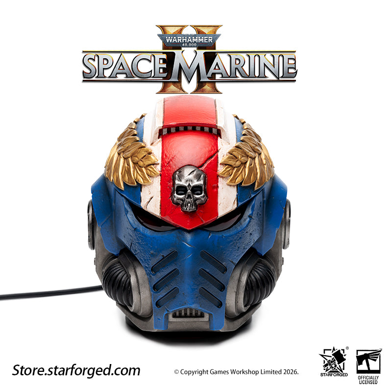 40k motorcycle helmet Starforged Warhammer 40K Space Marines Ultramarine Titus's Helmet Nigh