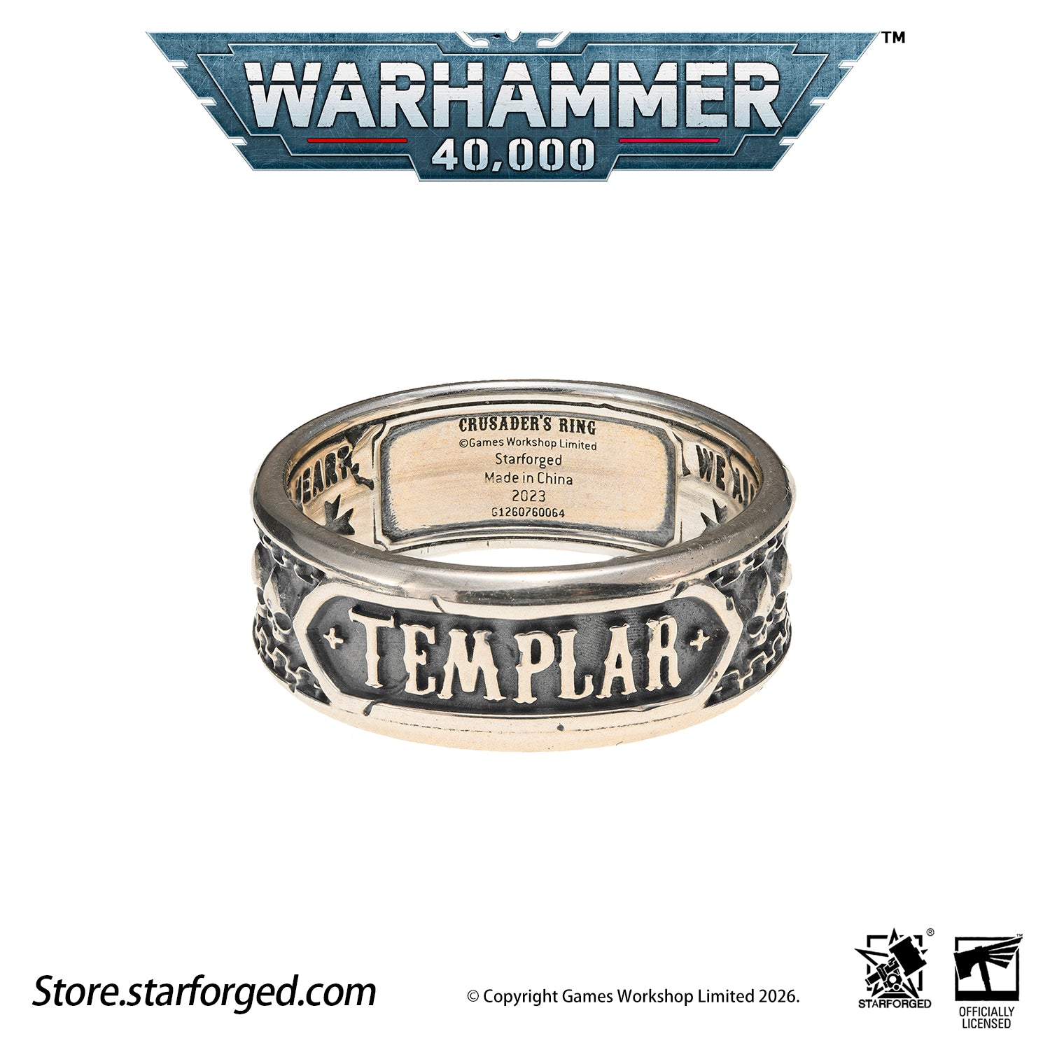 Starforged Warhammer 40K Black Templar Warhammer Ring of Crusader Vows Silver Empire Champion Ring Starforged Warhammer Gift