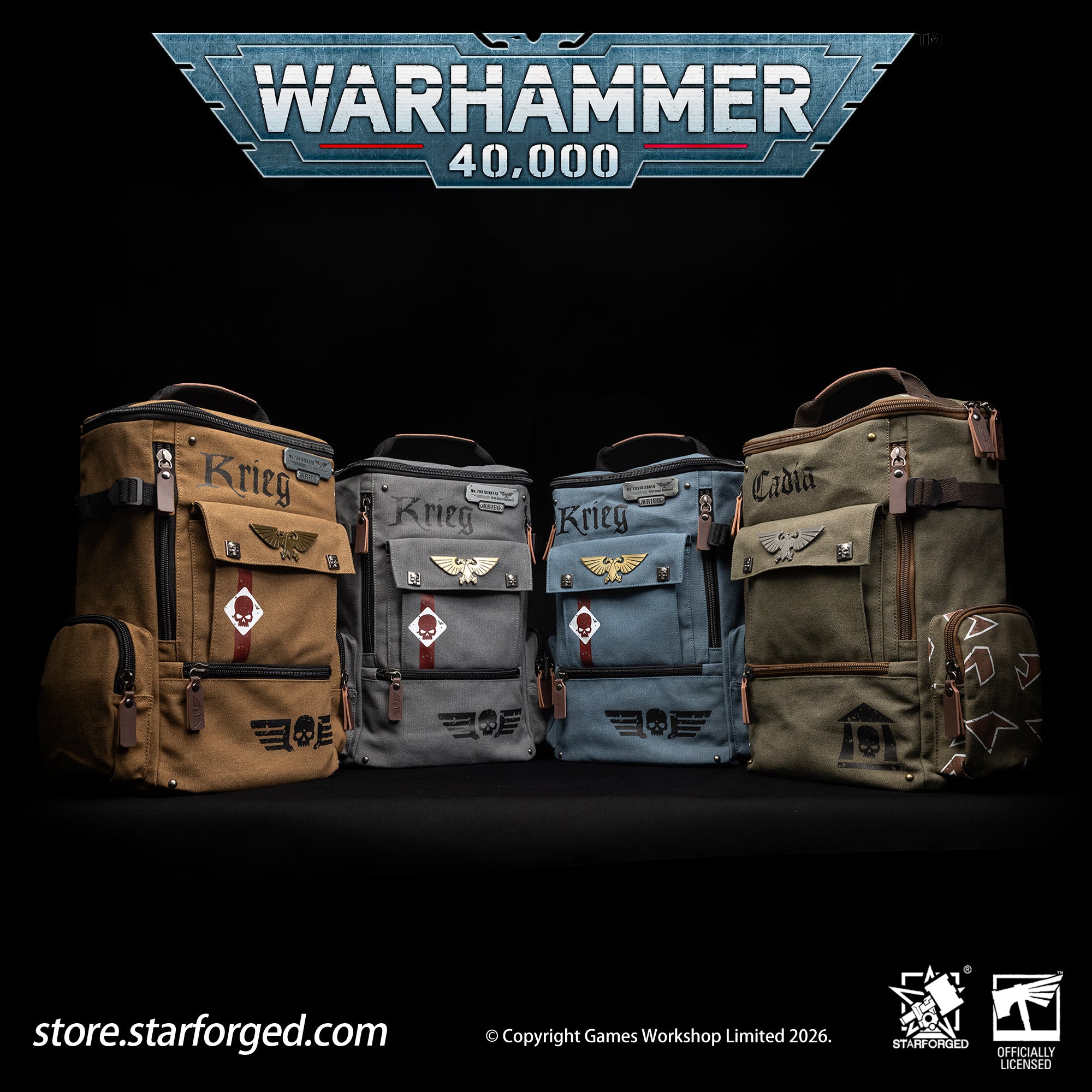 Starforged Warhammer 40K Astra Militarum Inspired Backpack Collection Death Korps of Krieg Siege Regiment Warhammer Computer Bag