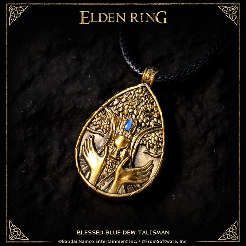 Starforged ELDEN RING Blessed Dew Talisman & Blessed Blue Dew Talisman Accessories Game Merchandise Officially Authorized Blessed Dew TalismanTalisman depicting a drop of the Erdtree's sap, a blessed boon.Gradually restores HP.It was once thought that the blessed sap of the Erdtree would drip from its boughs forever--but that age of plenty swiftly came to a close, and with time, the Erdtree became more an object of faith.
