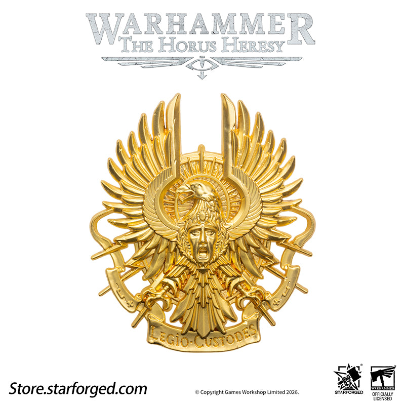 Starforged Warhammer 30K Legio Custodes Guilded Armourial Pin Badge Men's Fashion Jewelry In the ten millennia preceding the Indomitus Crusade, the Custodes rarely left the palace they had sworn to guard in organized formations. Yet after the opening of the Great Rift, the Golden Host once again marched to the most critical battlefields across the galaxy. When they deploy, the Ten Thousand become the manifested glory of Terra, extending the Emperor's will as His own hands.The Custodes decide who may enter t