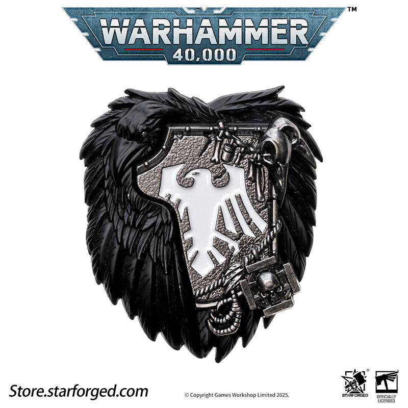 Starforged Warhammer 40K Space Marines Raven Guard Scroll Seal Badge Pin Men's Jewelry Accessories