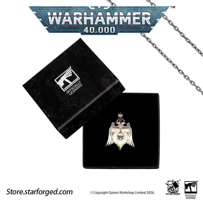 STARFORGED Warhammer 40K Space Marines Ultramarines Chapter Armourial Pendant | Sterling Silver | Warhammer Gifts