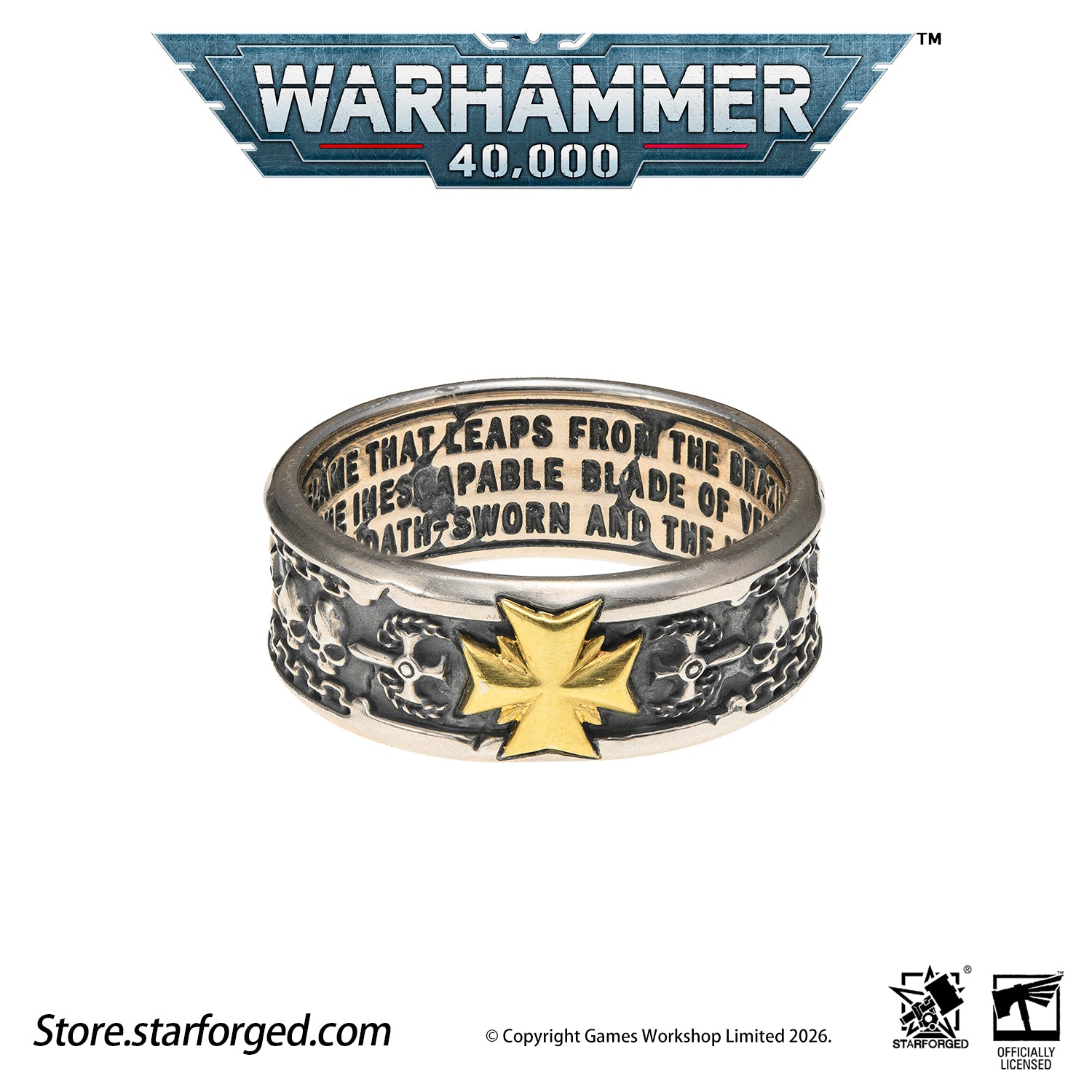 Starforged Warhammer 40K Black Templar Warhammer Ring of Crusader Vows Silver Empire Champion Ring Starforged Warhammer Gift