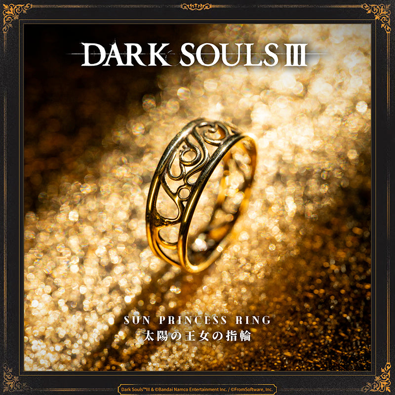Starforged DARK SOULS III Sun Princess Ring Accessories Game Merchandise Officially Authorized Sun Princess Ring

Ring associated with Gwynevere, princess of sunlight and eldest daughter of Gwyn, the First Lord.

The ring is vaguely warm, like a beam of sunlight, and gradually restores HP.

Gwynevere left her home with a great many other deities, and became a wife and mother, raising several heavenly children..