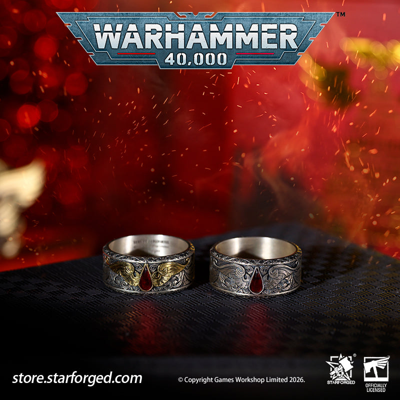 Starforged Warhammer 40K Blood Angels of Sanguinius Space Marines Men's Fashion Jewelry Sterling Silver Rings