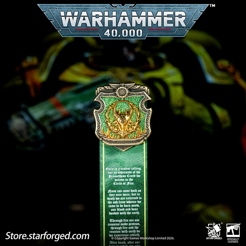 Starforged Warhammer 40K Space Marines Salamanders The Pyroclasts Morale Badge Pin Men's Fashion Jewelry The Salamanders, initially known as the Dragon Warriors, were the 18th of the twenty Space Marine Legions, led by the Primarch Vulkan. The Legion remained loyal during the Horus Heresy but suffered devastating losses in the First Imperial Civil War, which severely limited their role in the remainder of the conflict.  Their Primarch was never recorded as deceased—instead, he is widely believed to be missi