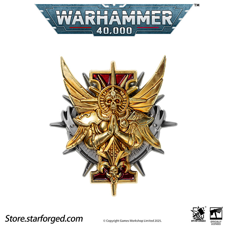 Starforged Warhammer 40K Adepta Sororitas Honour Badge of The Emperor's Rose Seal Badge The Adepta Sororitas, originally known as the Daughters of the Emperor, are an all-female militant branch of the Imperial Cult. As the military arm of the Ecclesiarchy, their sacred duty is the ruthless purging of corruption and heresy within mankind. Countless Sororitas Orders are stationed across the galaxy, their fortified convents becoming beacons of hope burning brightly against the darkness of the Imperium Nihilus.