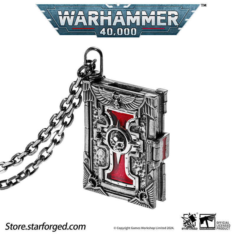 Starforged  Book of the Holy Ordos &  Seal of Inquisition Warhammer 40K Silver Men‘’s Necklace  WH40K