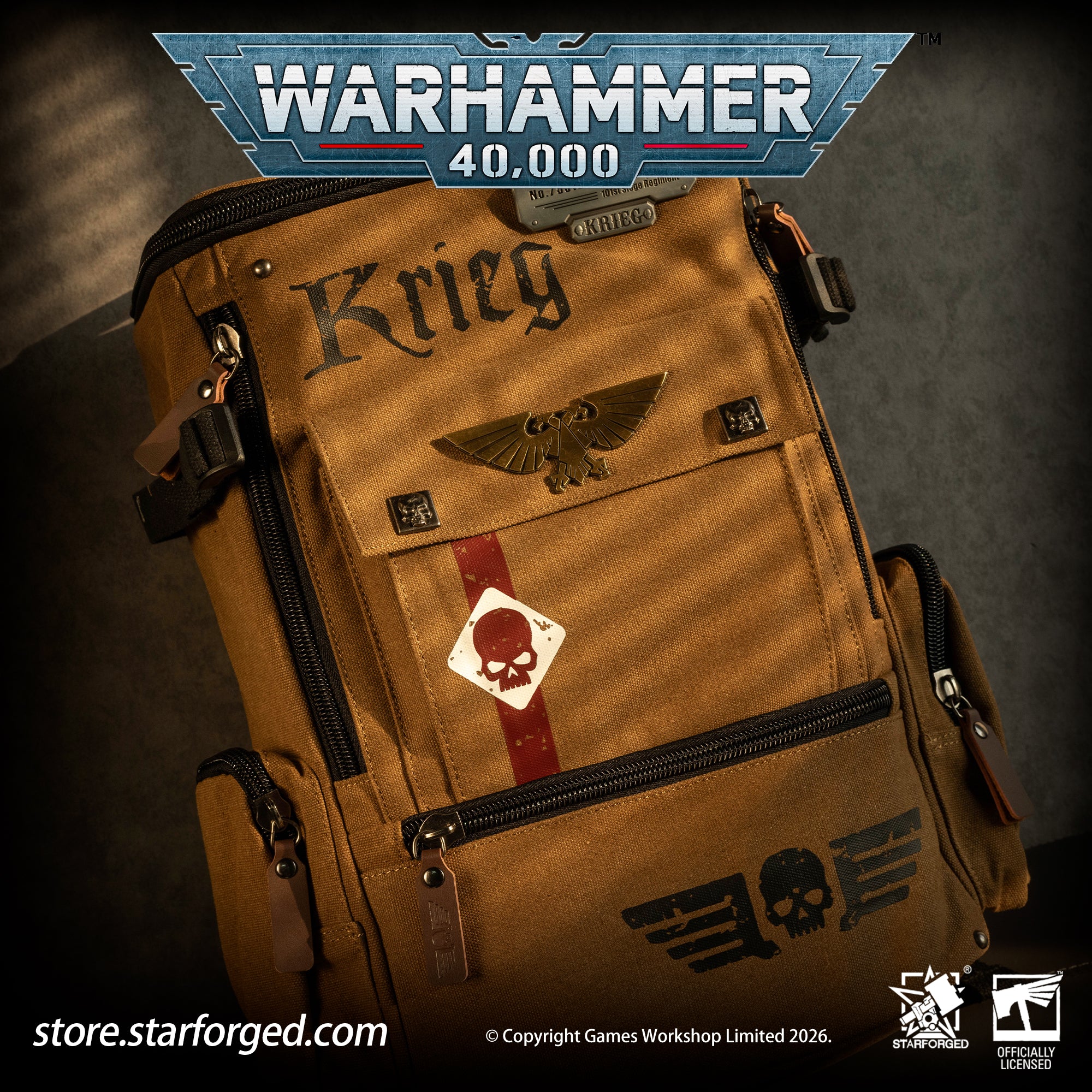Starforged Warhammer 40K Astra Militarum Inspired Backpack Collection Death Korps of Krieg Siege Regiment Warhammer Computer Bag
