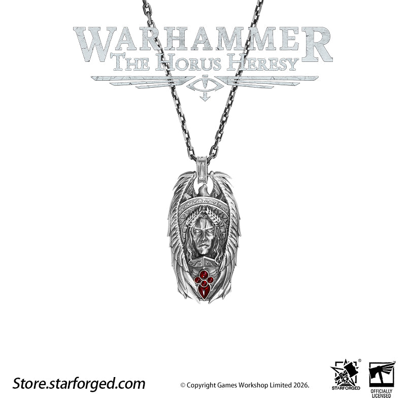 Starforged Warhammer 30K The Horus Heresy Blood Angels Sanguinius Commemorative Pendant Silver Necklace Men's Fashion Jewelry