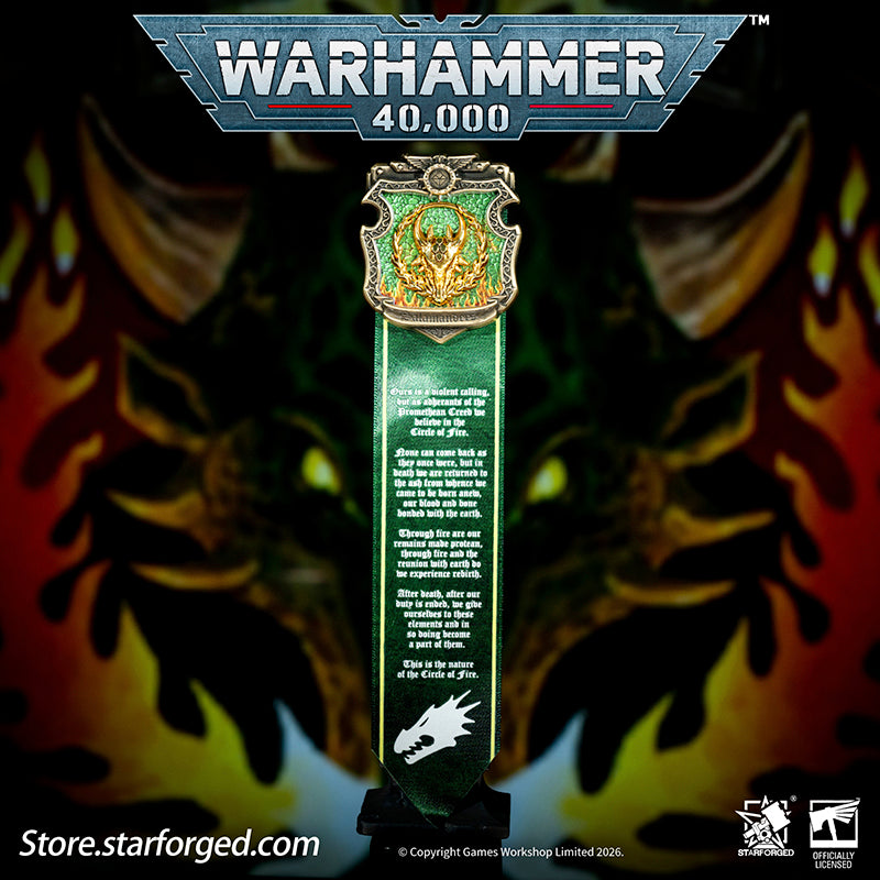 Starforged Warhammer 40K Space Marines Salamanders The Pyroclasts Morale Badge Pin Men's Fashion Jewelry The Salamanders, initially known as the Dragon Warriors, were the 18th of the twenty Space Marine Legions, led by the Primarch Vulkan. The Legion remained loyal during the Horus Heresy but suffered devastating losses in the First Imperial Civil War, which severely limited their role in the remainder of the conflict.  Their Primarch was never recorded as deceased—instead, he is widely believed to be missi