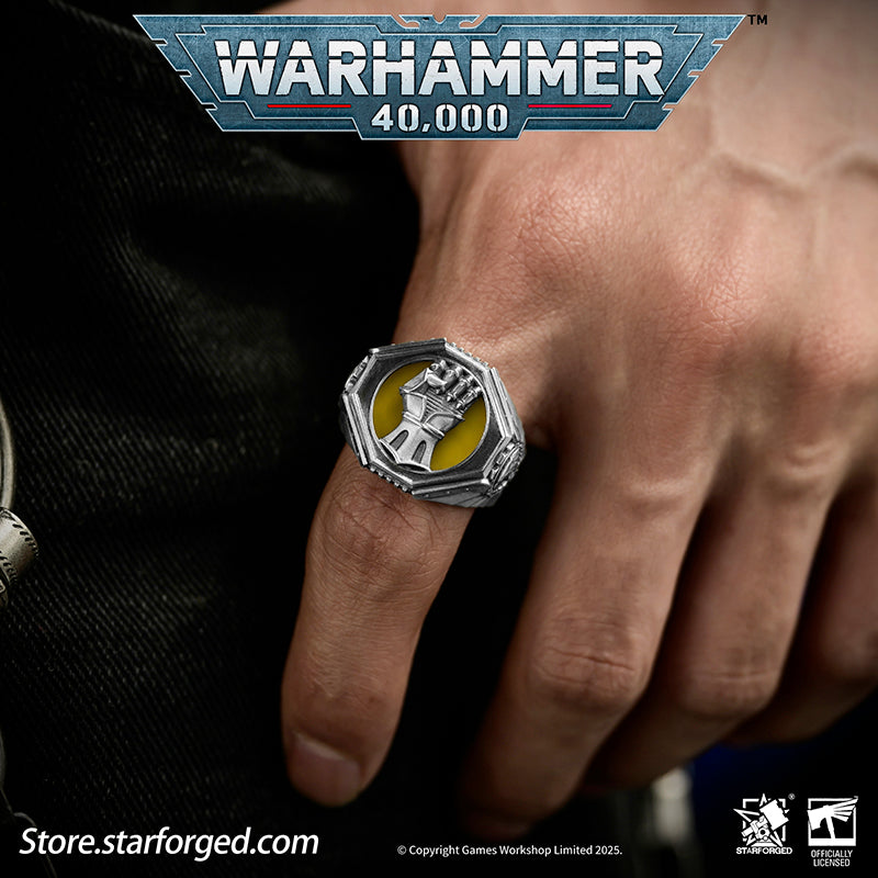Starforged Anello Warhammer 40K Ultramarines – Lega Metallica, Taglia 10, Design Ispirato Agli Space Marine