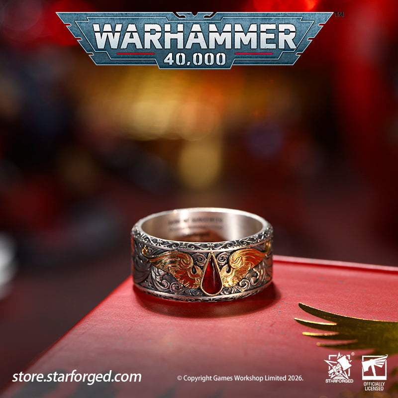 Starforged Warhammer 40K Blood Angels of Sanguinius Space Marines Men's Fashion Jewelry Sterling Silver Rings