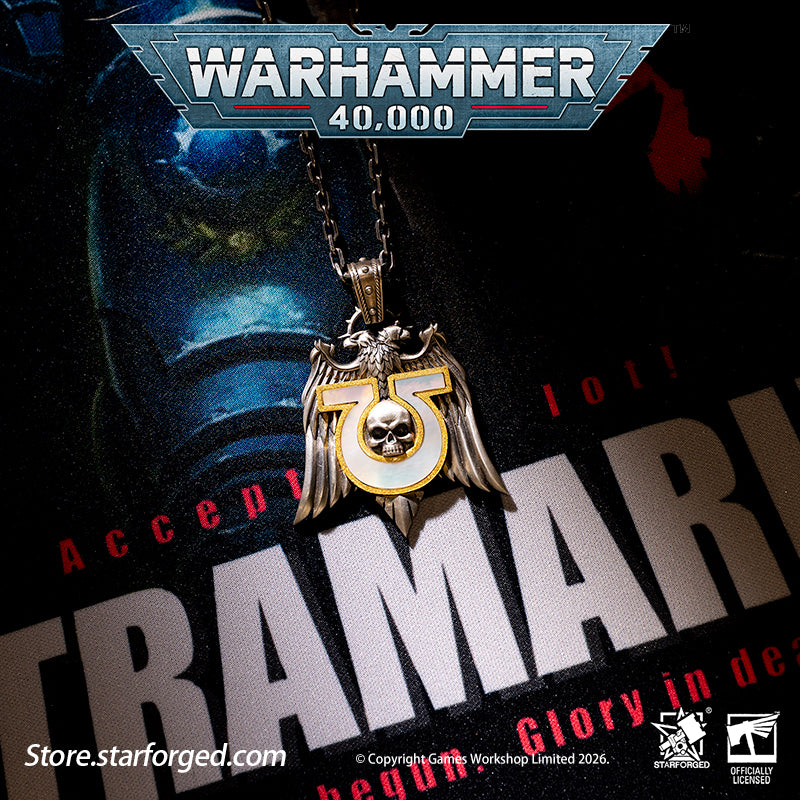 Starforged Warhammer 40K Space Marines Ultramarines Chapter Armourial Pendant | Sterling Silver | Warhammer Gifts The Ultramarines are the XIII Legion of the Space Marines forged during the Great Crusade. Be it the Age of the Emperor Great Crusade or the grim dark of the 41st Millennium, mortal folk draw profound comfort at the sight of their sigil hollow U crest riding to their salvation.