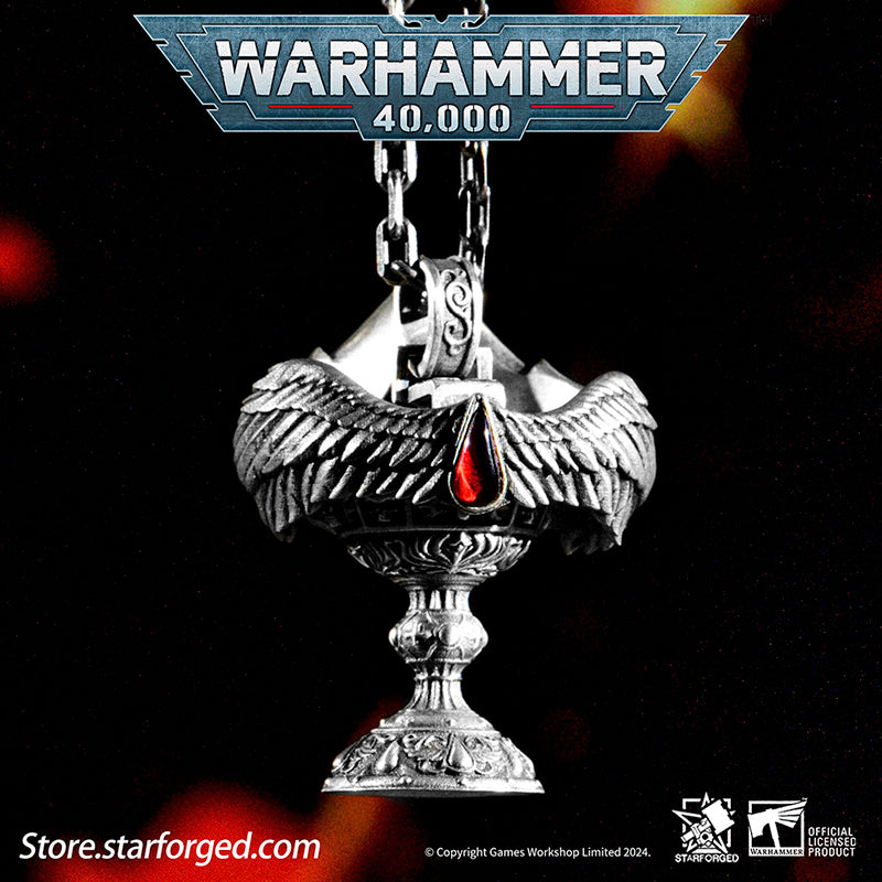 Starforged Warhammer 40K Blood Angel Red Grail Sanguinius Pendant Men's Silver Necklace Jewelry Peripherals