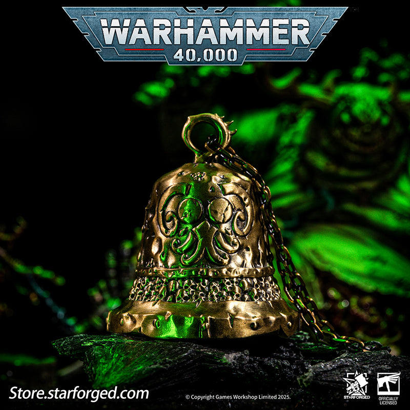 Starforged Warhammer 40K Plague Bell of Nurgle Chaos Warriors Copper Pendant Other Nurgle is the God of Primordial Momentum, possessing infinite energy and an abiding love for all life. To Him, every manifestation of existence is sacred - from the wailing of infants to the ravages of plague bacteria.  His faithful behold continent-spanning pestilences with reverent awe, rejoicing at each agonized moan of suffering as testament to their master's boundless power. They watch these cycles of disease and ruin, t