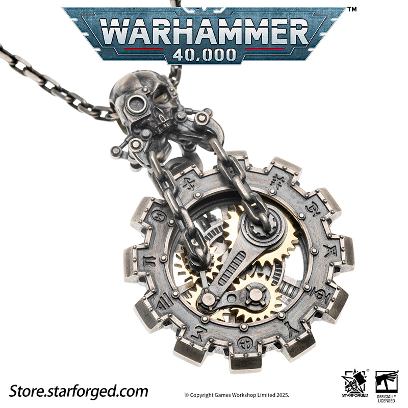 Starforged Warhammer 40K Adeptus Mechanicus Phylactery of the Pious Necklace Men's Jewelry Accessories In the Warhammer universe, the most skilled masters of machine spirit manipulation are the Adeptus Mechanicus, whose headquarters reside on Mars. This red world holds the technological and industrial lifeline of the human Imperium. In the dark, distant future, the vast majority of military and civilian products are manufactured under the supervision of the Tech-Priests of the Machine God.The members of the