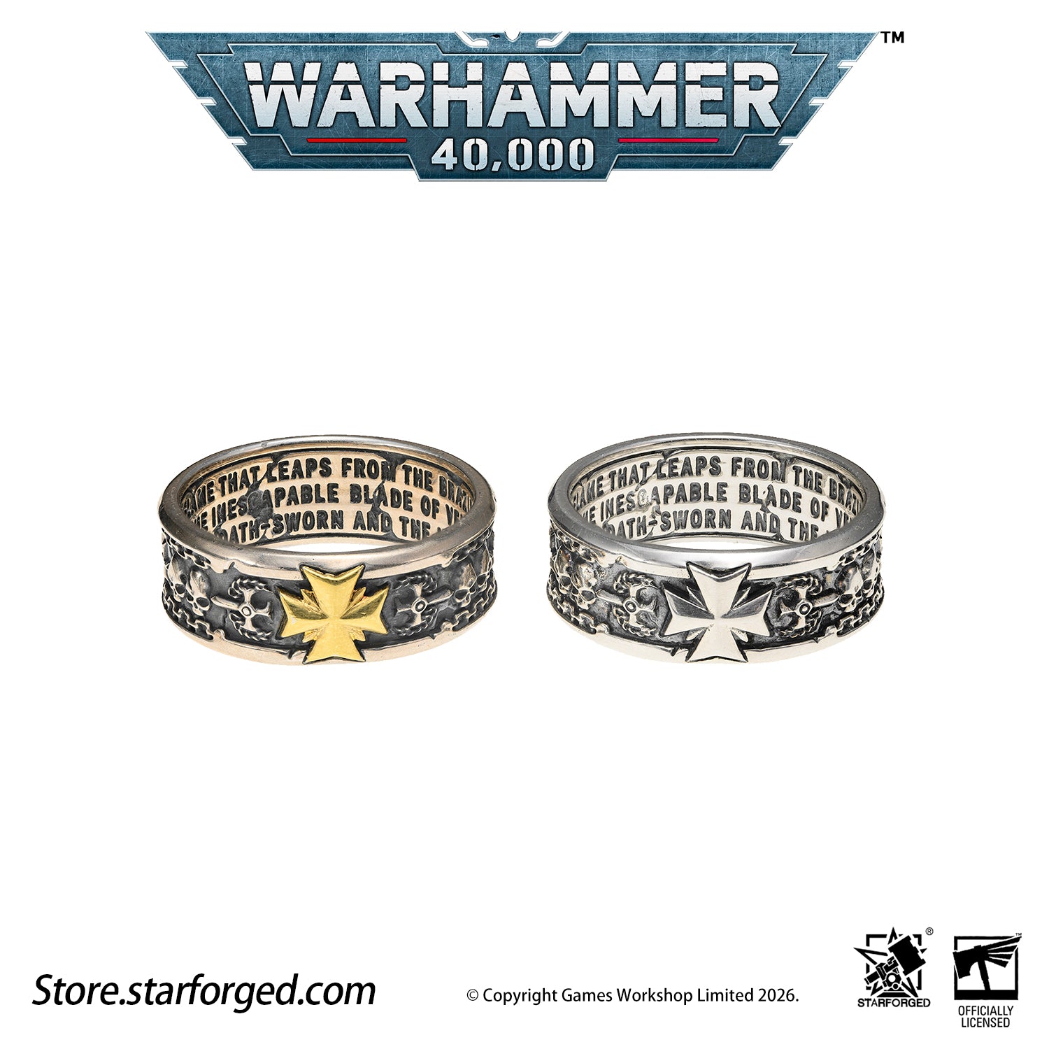 Starforged Warhammer 40K Black Templar Warhammer Ring of Crusader Vows Silver Empire Champion Ring Starforged Warhammer Gift