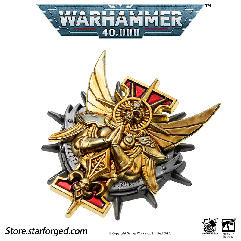 Starforged Warhammer 40K Adepta Sororitas Honour Badge of The Emperor's Rose Seal Badge The Adepta Sororitas, originally known as the Daughters of the Emperor, are an all-female militant branch of the Imperial Cult. As the military arm of the Ecclesiarchy, their sacred duty is the ruthless purging of corruption and heresy within mankind. Countless Sororitas Orders are stationed across the galaxy, their fortified convents becoming beacons of hope burning brightly against the darkness of the Imperium Nihilus.