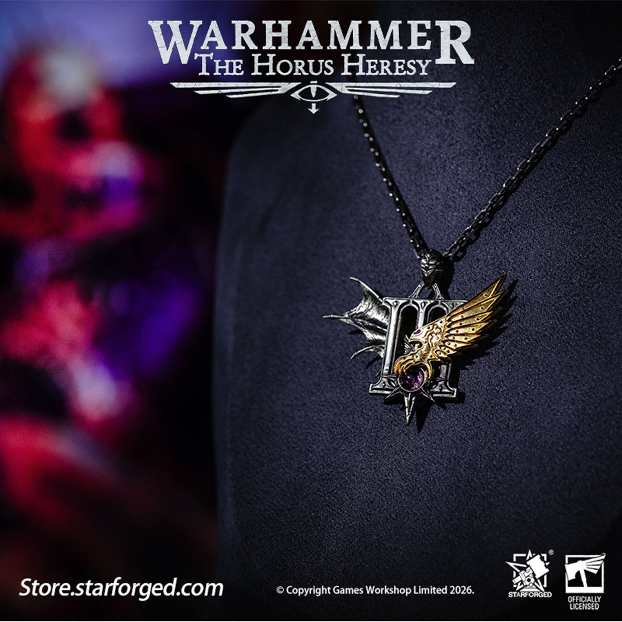 Starforged Warhammer 30K The Horus Heresy Chaos Space Marine Emperor's Children Phonecians Fall Pendant Silver Necklace Warhammer Gifts Fashion Accessories