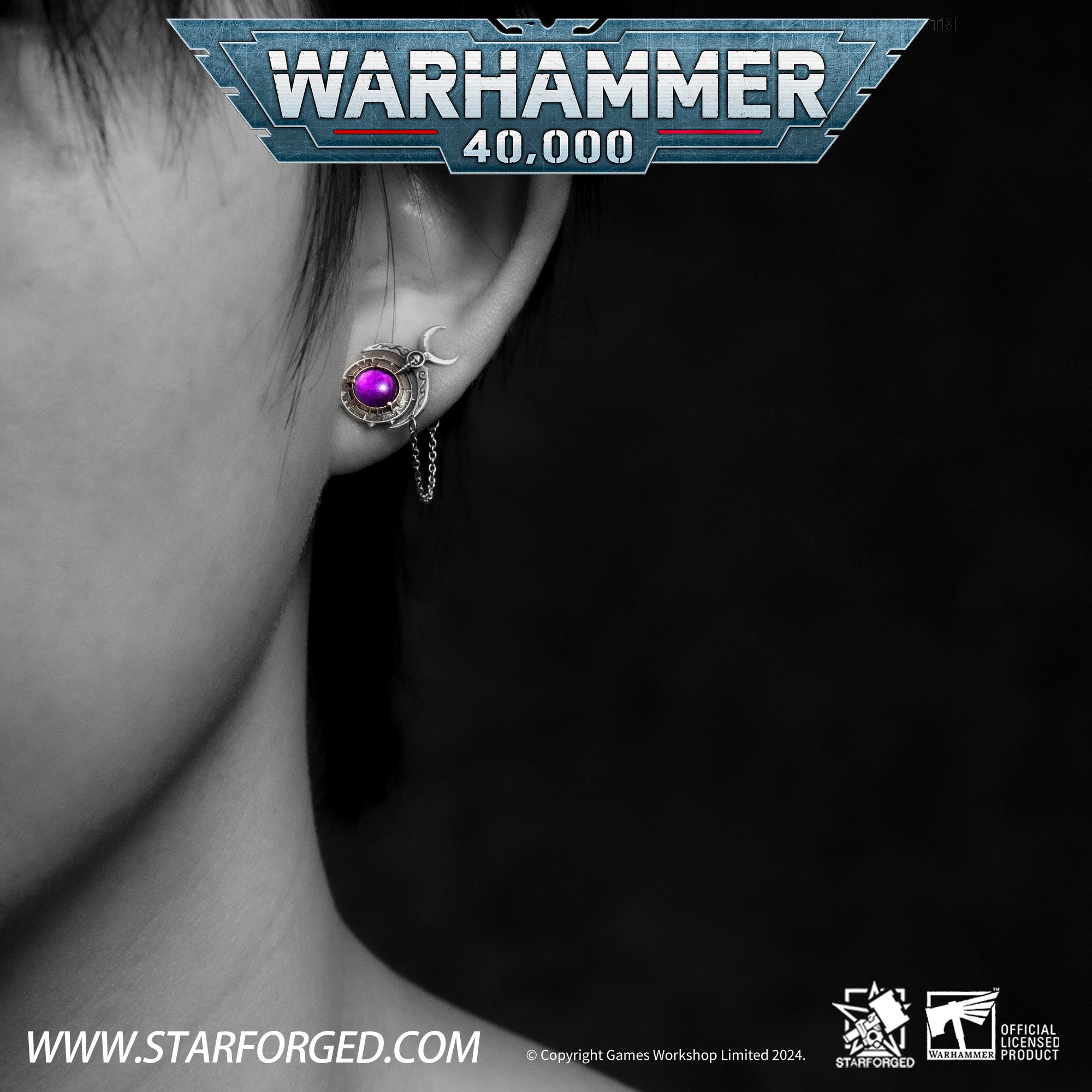 Starforged Warhammer 40K Fane of Slaanesh Earring Chaos Space Marine Men‘s Jewelry Accessories