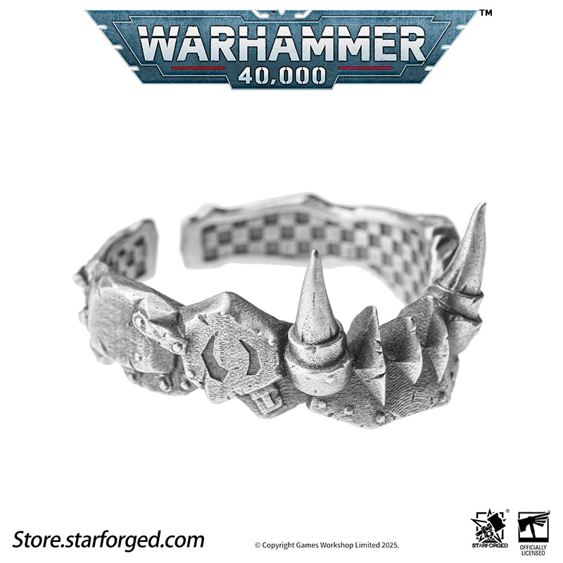 Starforged Warhammer 40K The couple ring of Gork and Mork Greenskins Orkz Sliver Rings Accessories Jewelry The Orkz, a galactic plague, universally dismissed as savages... until they pull bigger guns and choppas from their makeshift pockets. These greenskins are every faction's nemesis in the 40K universe. Across the stars, all civilizations encounter Orkz under the worst possible circumstances, proving the galaxy's iron law: "If ya don't come to da fight, da fight comes to ya!"Orkz gather in tribes, 