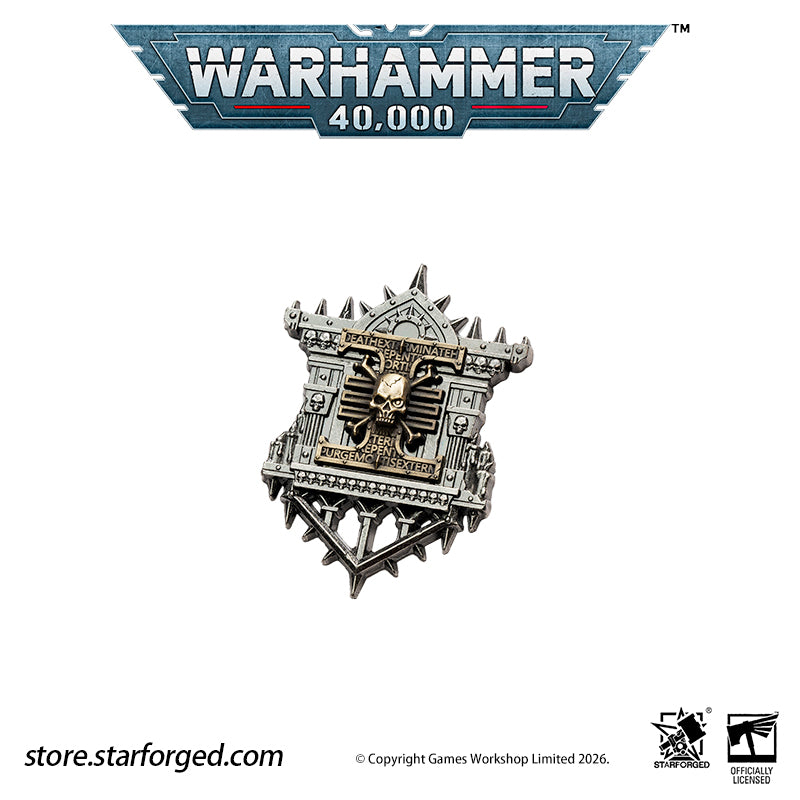 Starforged Warhammer 40K Space Marines Deathwatch Scroll Seal Pin Heavy Badge Warhammer Gifts The Deathwatch are an elite formation of exemplary warriors selected from the finest Space Marine Chapters. Each is a paragon of combat and an expert in defeating xenos plots to destroy the Imperium  Show your commitment to defeating the alien foes of the God Emperor with this DeathWatch Scroll Seal