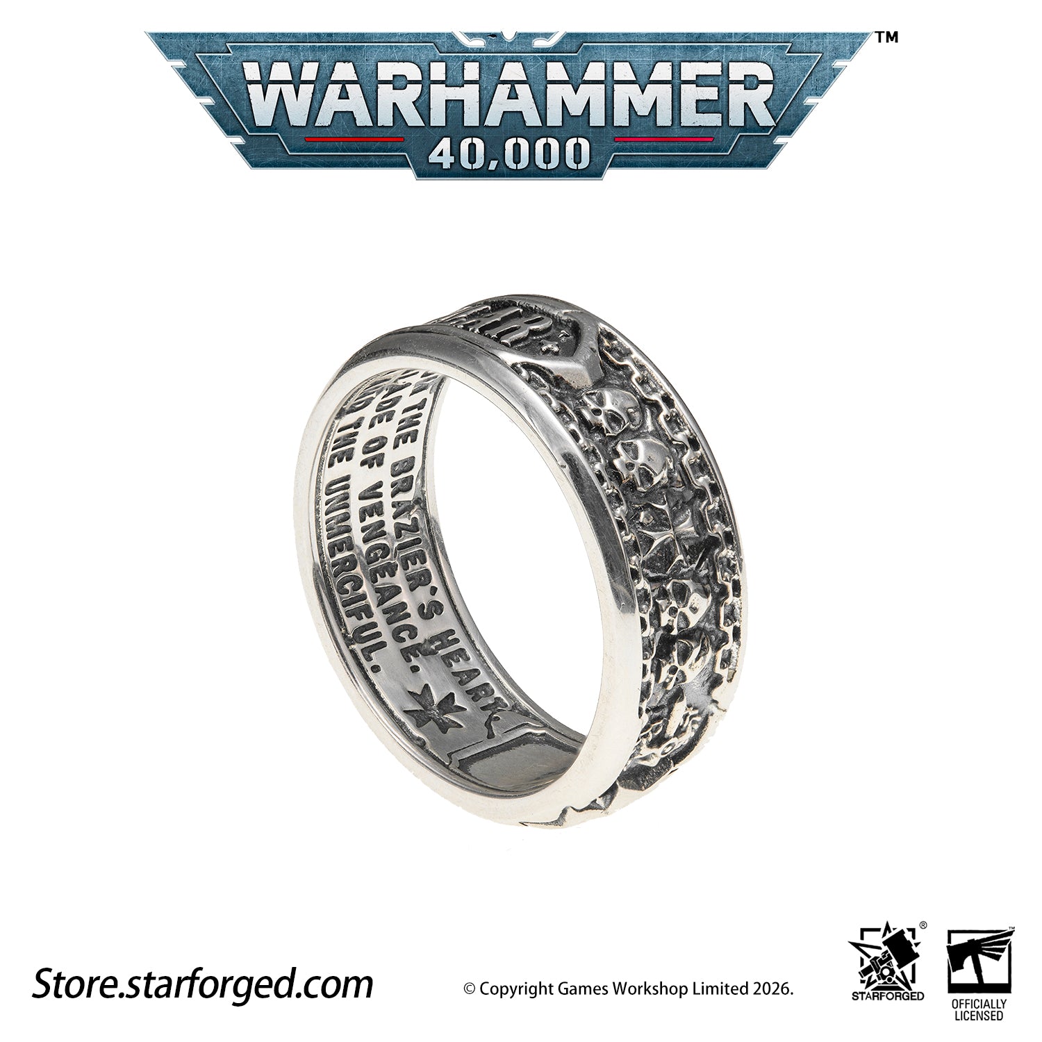 Starforged Warhammer 40K Black Templar Warhammer Ring of Crusader Vows Silver Empire Champion Ring Starforged Warhammer Gift