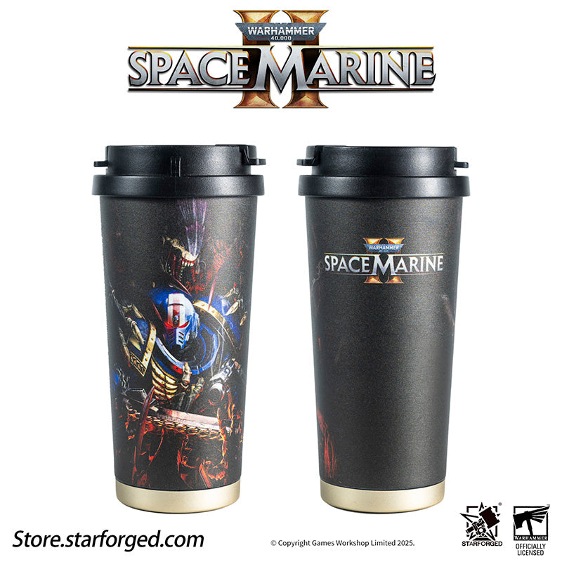 Starforged Warhammer 40K Space Marine II Gift Set Ultramarine Keychain & Water Bottle Brooch Set