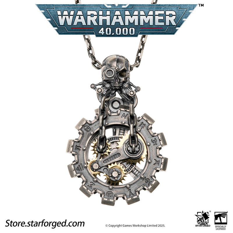 Starforged Warhammer 40K Adeptus Mechanicus Phylactery of the Pious Necklace Men's Jewelry Accessories In the Warhammer universe, the most skilled masters of machine spirit manipulation are the Adeptus Mechanicus, whose headquarters reside on Mars. This red world holds the technological and industrial lifeline of the human Imperium. In the dark, distant future, the vast majority of military and civilian products are manufactured under the supervision of the Tech-Priests of the Machine God.The members of the