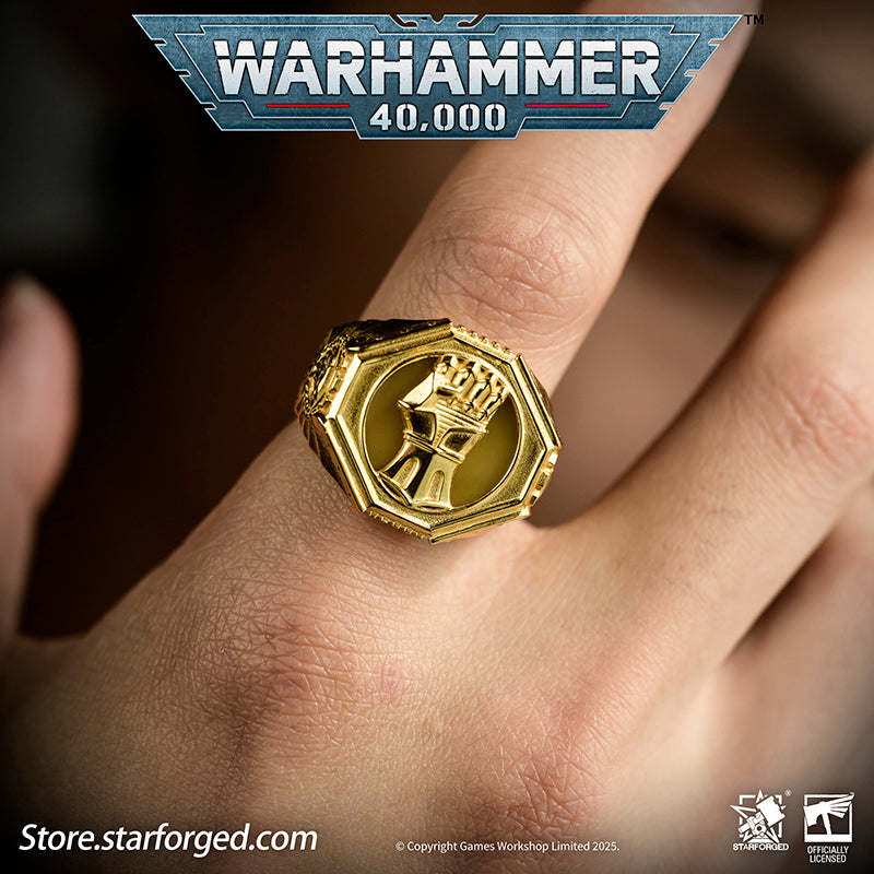 Starforged Warhammer 40K The Sigil Ring of Dorn Imperial Fists Silver Ring Accessories Jewelry The Imperial Fists were the VIIth Legion of the original Astartes, and in the ten millennia since the Horus Heresy, they remain the only Space Marine Chapter honored with permanent garrison rights on Holy Terra itself.The sons of Dorn inherited their Primarch's unyielding character - steadfast, refusing defeat, and ever willing to plunge into the bloodiest battles against the fiercest foes. Masters of fortificatio