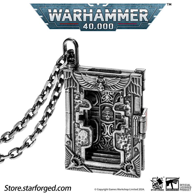 Starforged  Book of the Holy Ordos &  Seal of Inquisition Warhammer 40K Silver Men‘’s Necklace  WH40K
