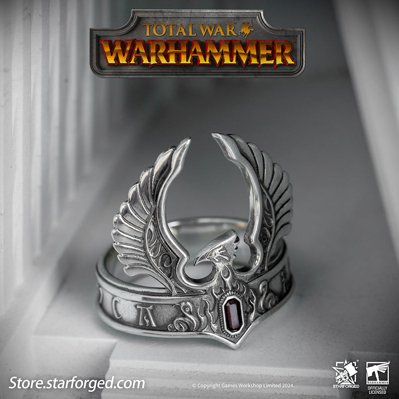 Starforged Warhammer The Old World Warhammer Fantasy Phoenix Crown Ring Men's Jewelry Accessories The original Phoenix Crown was forged in the age of Aenarion, crafted from the gold and gems of all ten kingdoms of Ulthuan. Yet it was the reckless and impulsive Caledor II who became the first—and last—Phoenix King to wear it into battle.After he fell in duel against the Dwarf High King Gotrek Starbreaker, the crown passed into the hands of the Dwarfs as a trophy of war. When Caradryel the Peacemaker ascended