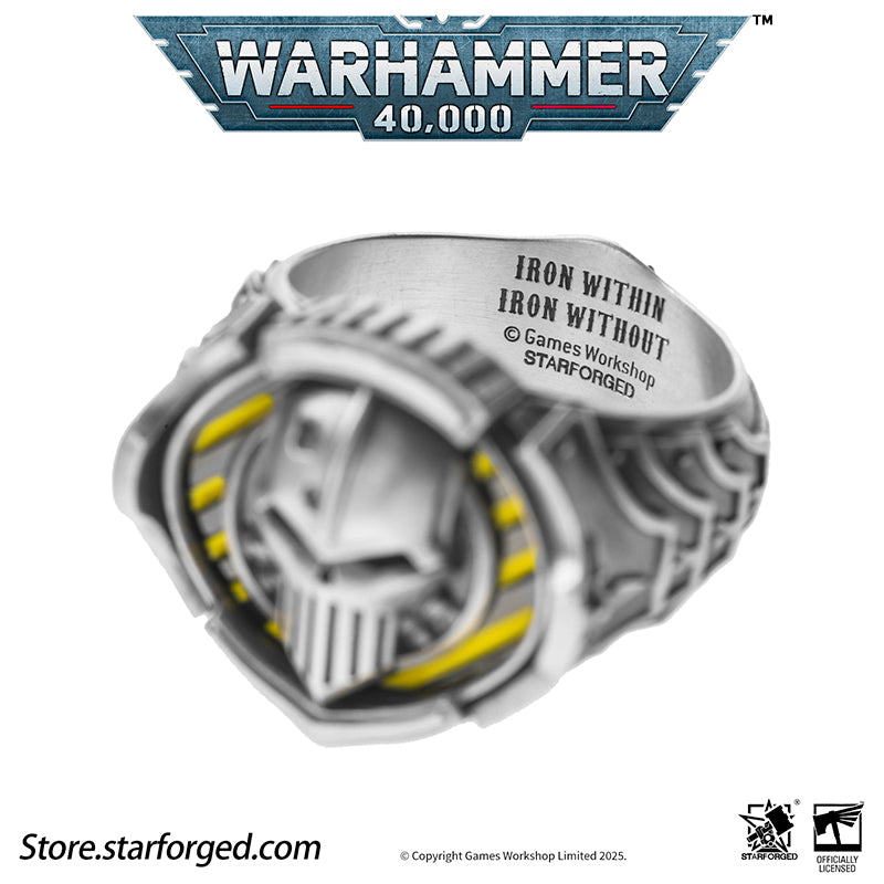 Starforged Warhammer 40K The Sigil Ring of Perturabo Iron Warriors Silver Ring Accessories Jewelry The Iron Warriors stood as the Emperor's most formidable siege force. During the Great Crusade, they fought alongside the Imperial Fists across hundreds of worlds, reducing xenos fortresses and the strongholds of those who defied the Emperor's will to rubble.  Their Primarch Perturabo was a master of siegecraft and trench warfare. As experts in attritional combat, the Iron Warriors preferred devastating artill